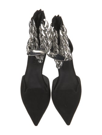 Aminah Abdul Jillil Suede Chain-Link Accents D'Orsay Flats