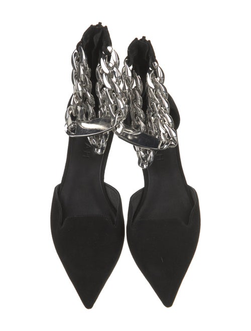 Aminah Abdul Jillil Suede Chain-Link Accents D'Orsay Flats