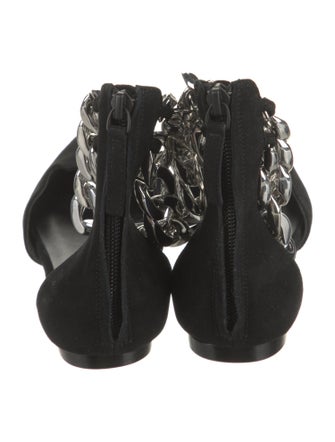 Aminah Abdul Jillil Suede Chain-Link Accents D'Orsay Flats