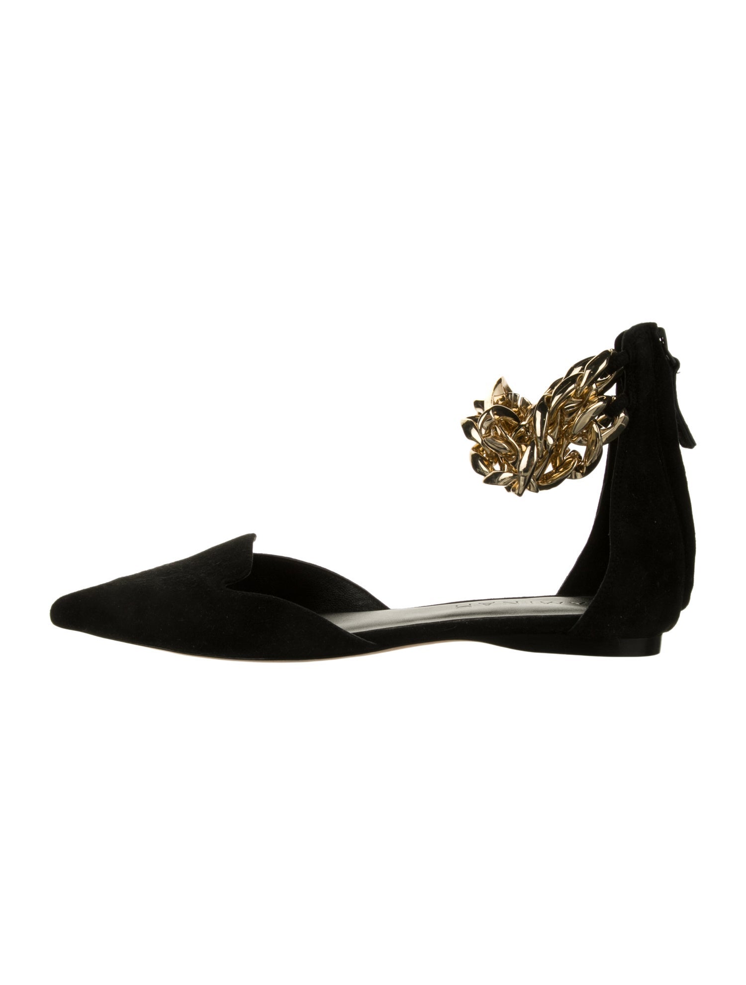 Aminah Abdul Jillil Suede Chain-Link Accents D'Orsay Flats