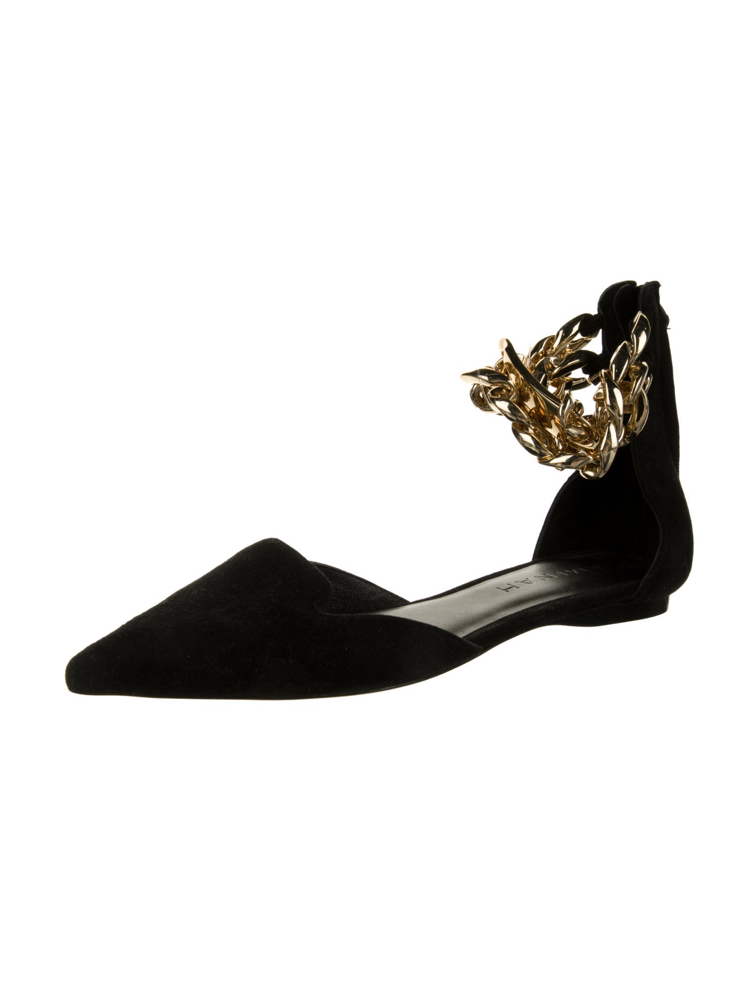 Aminah Abdul Jillil Suede Chain-Link Accents D'Orsay Flats