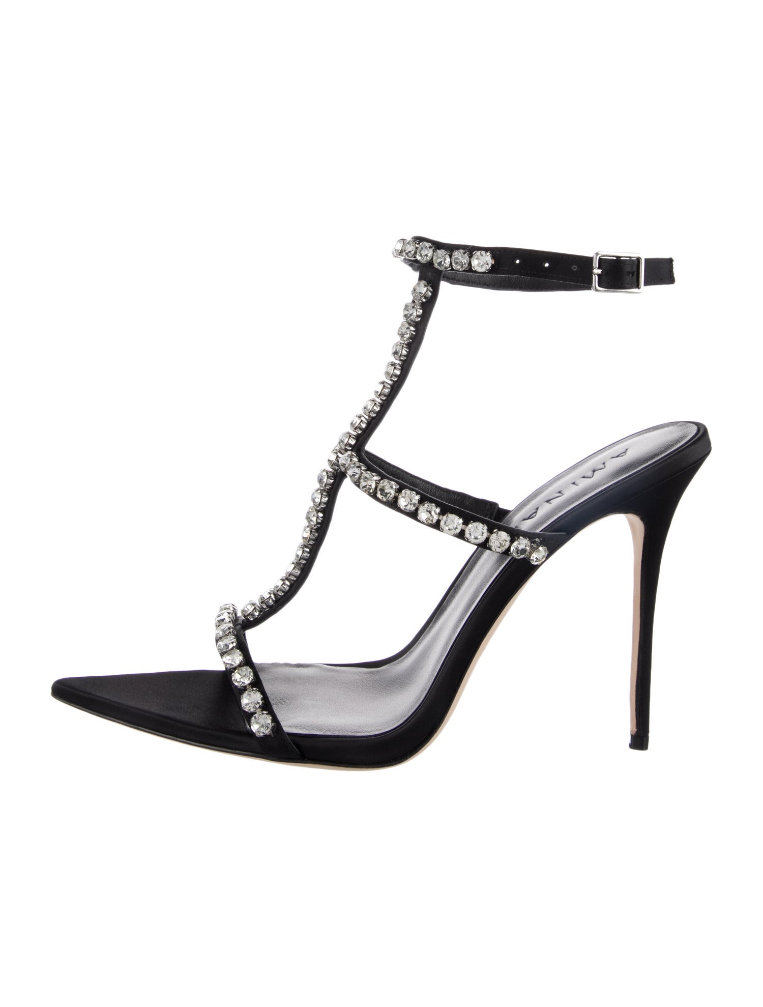 Aminah Abdul Jillil Satin Crystal Embellishments T-Strap Sandals