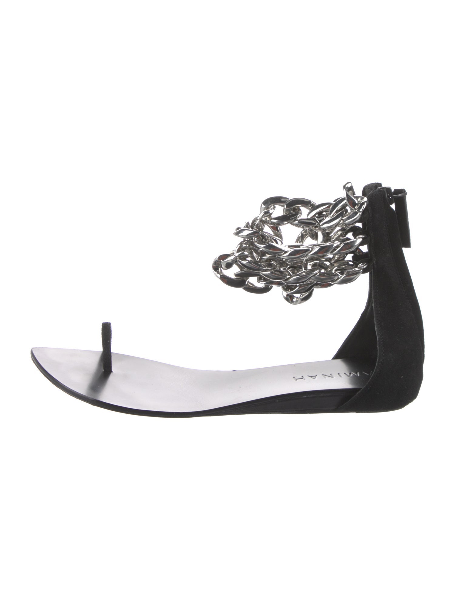Aminah Abdul Jillil Suede Chain-Link Accents Sandals