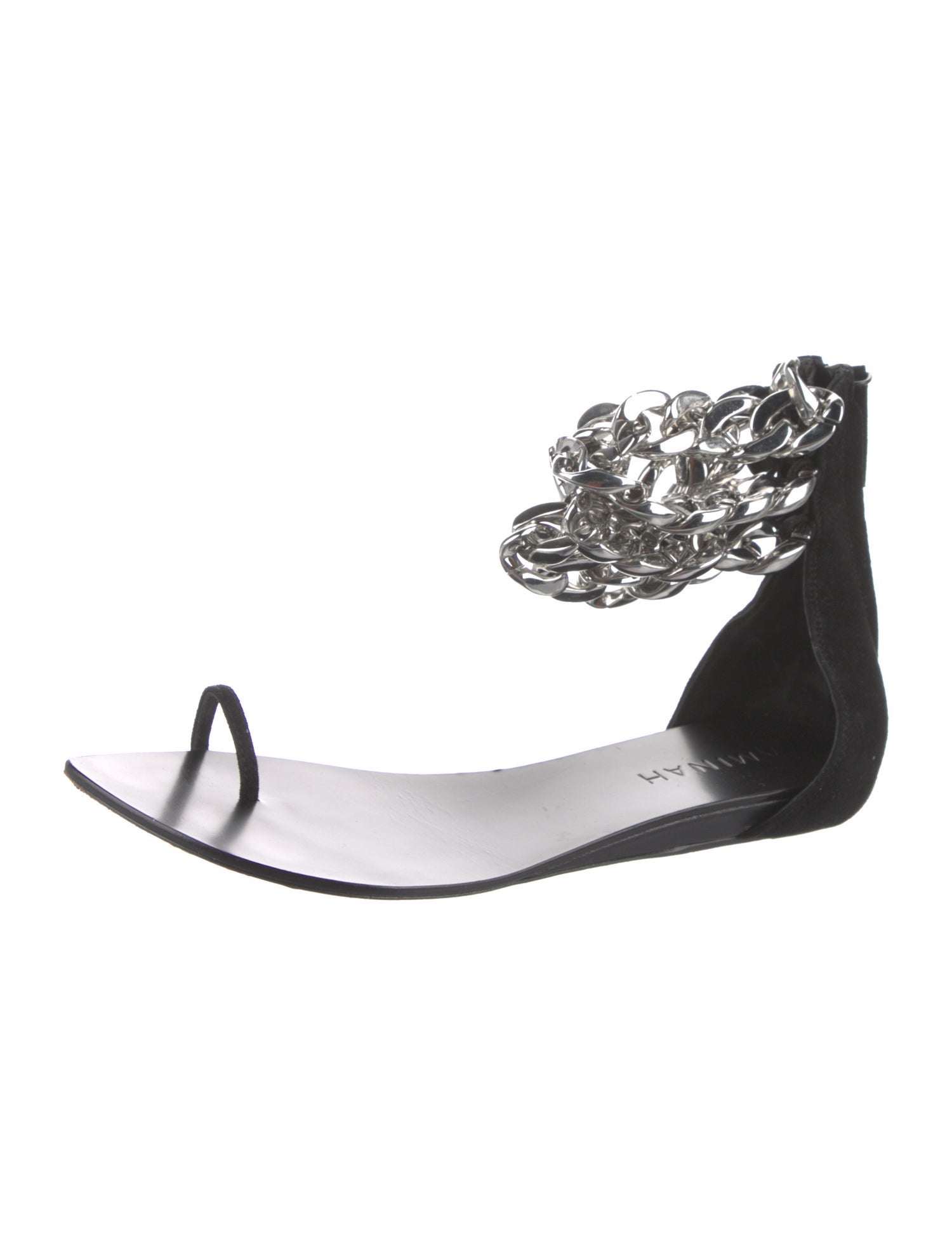 Aminah Abdul Jillil Suede Chain-Link Accents Sandals