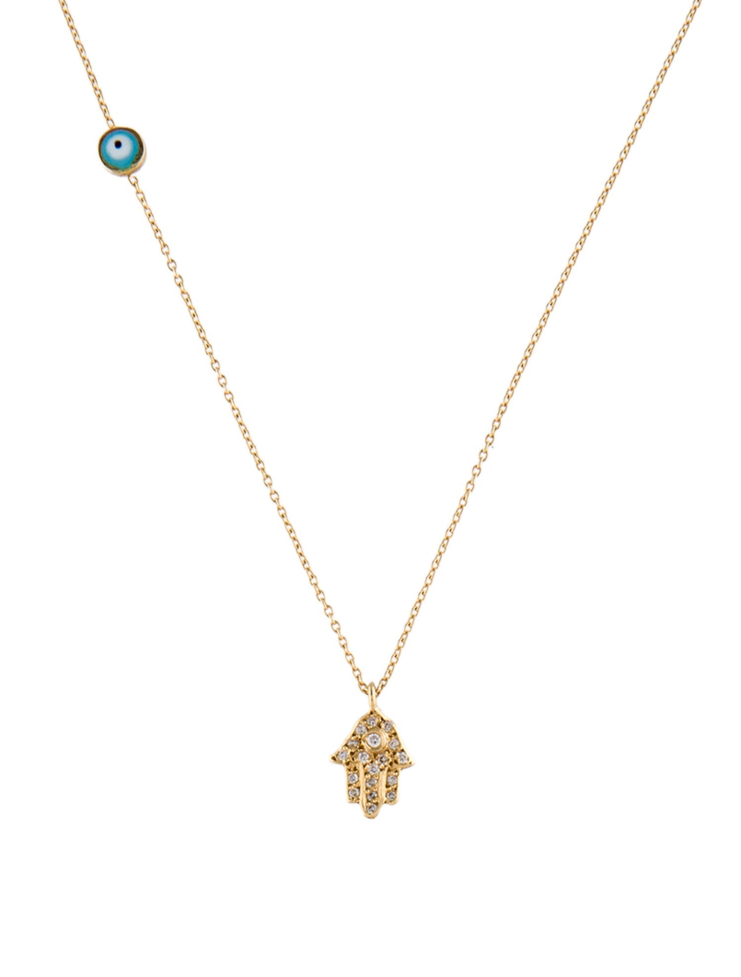 ALEMDARA 18K Diamond Hamsa Pendant Necklace