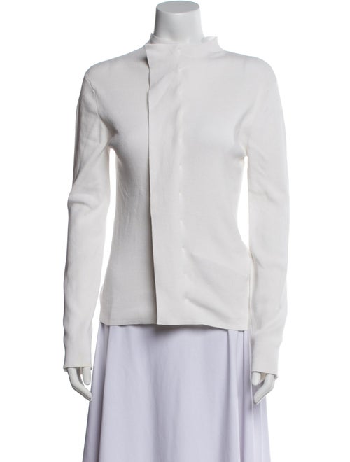 AALTO Mock Neck Long Sleeve Button-Up Top