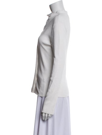 AALTO Mock Neck Long Sleeve Button-Up Top