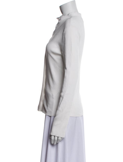 AALTO Mock Neck Long Sleeve Button-Up Top