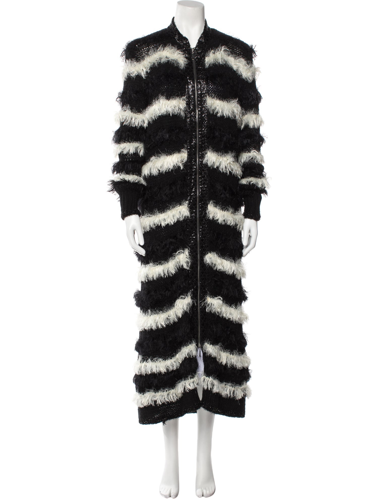 Andreeva Wool Striped Faux Fur Coat