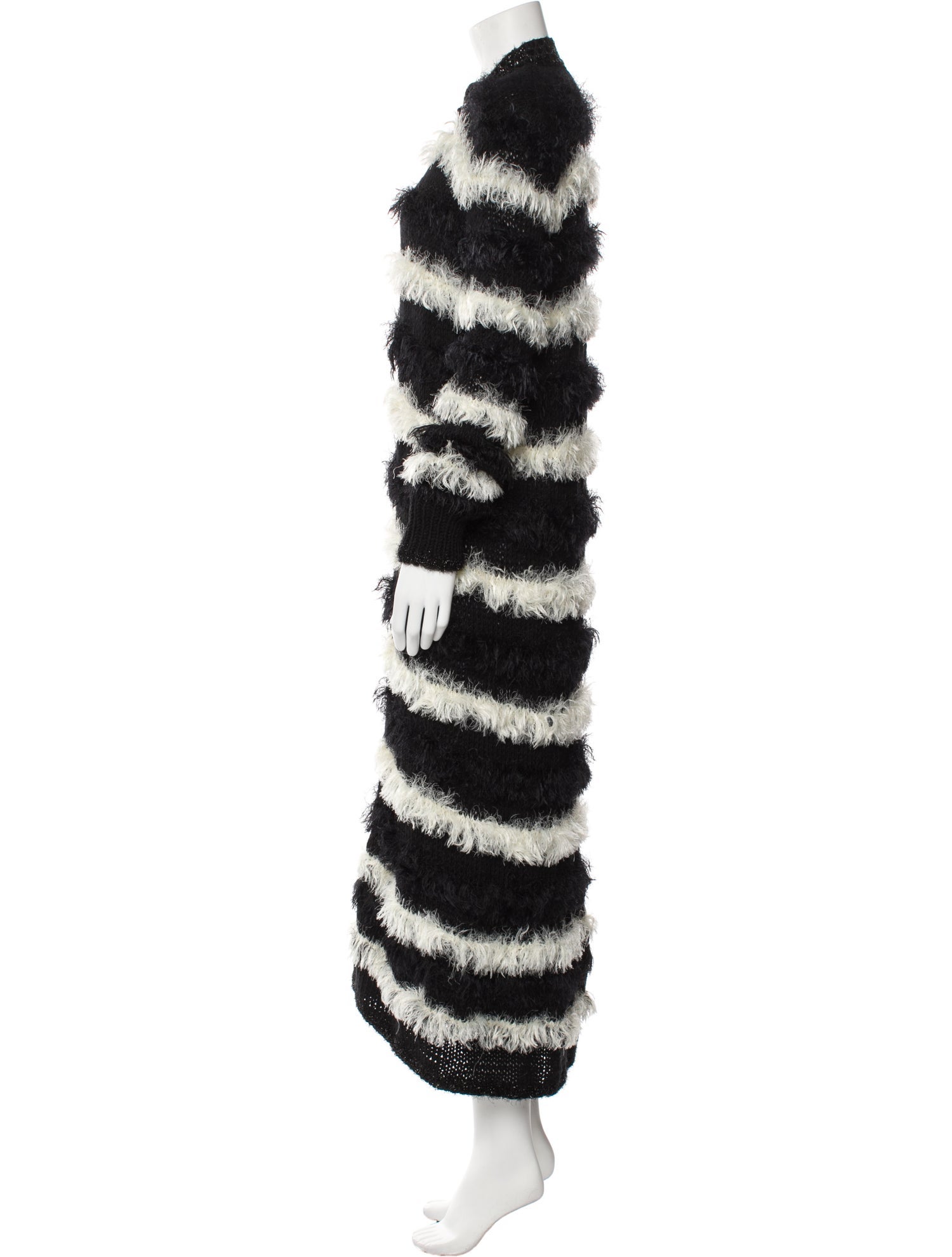 Andreeva Wool Striped Faux Fur Coat