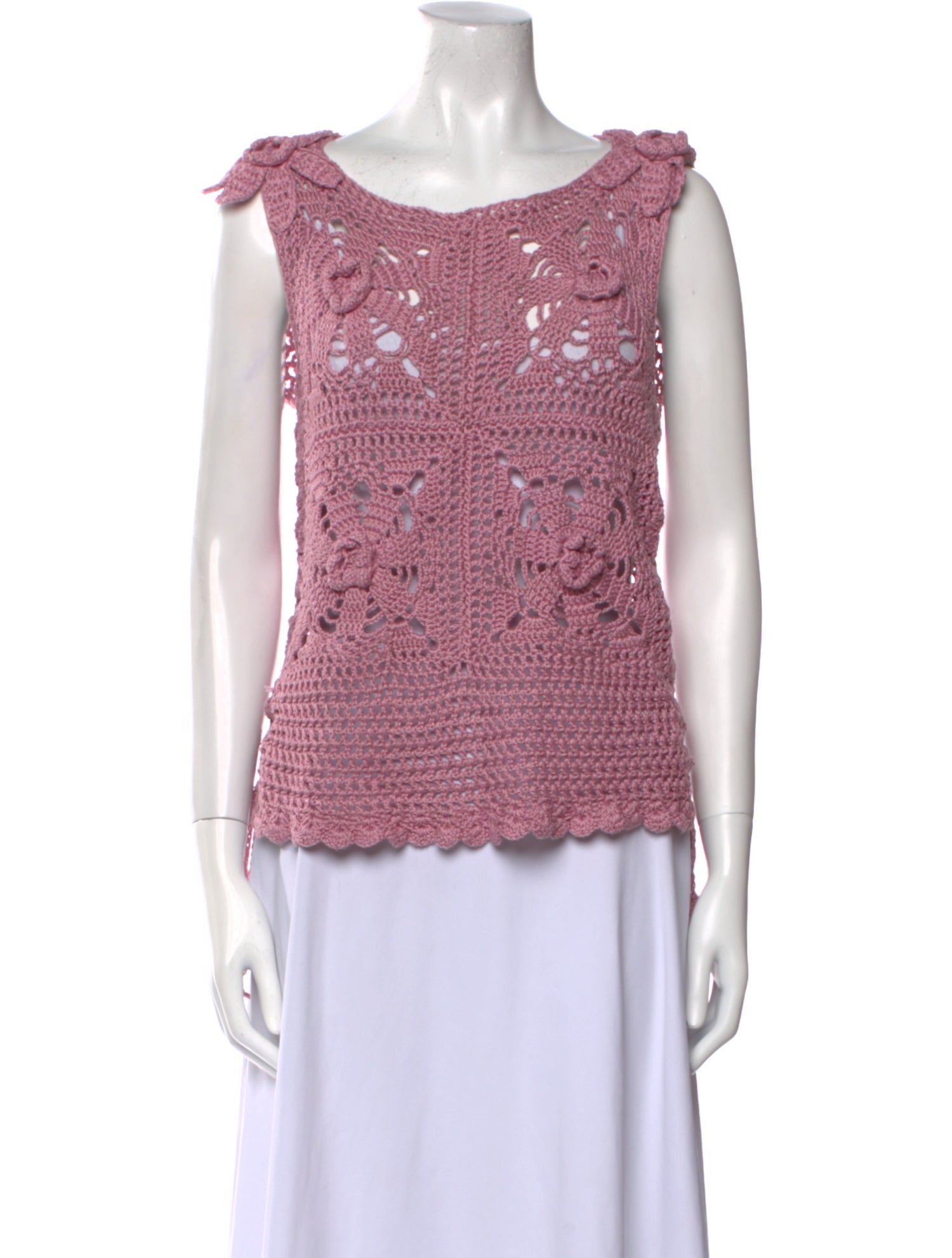 Andreeva Lace Pattern Scoop Neck Top