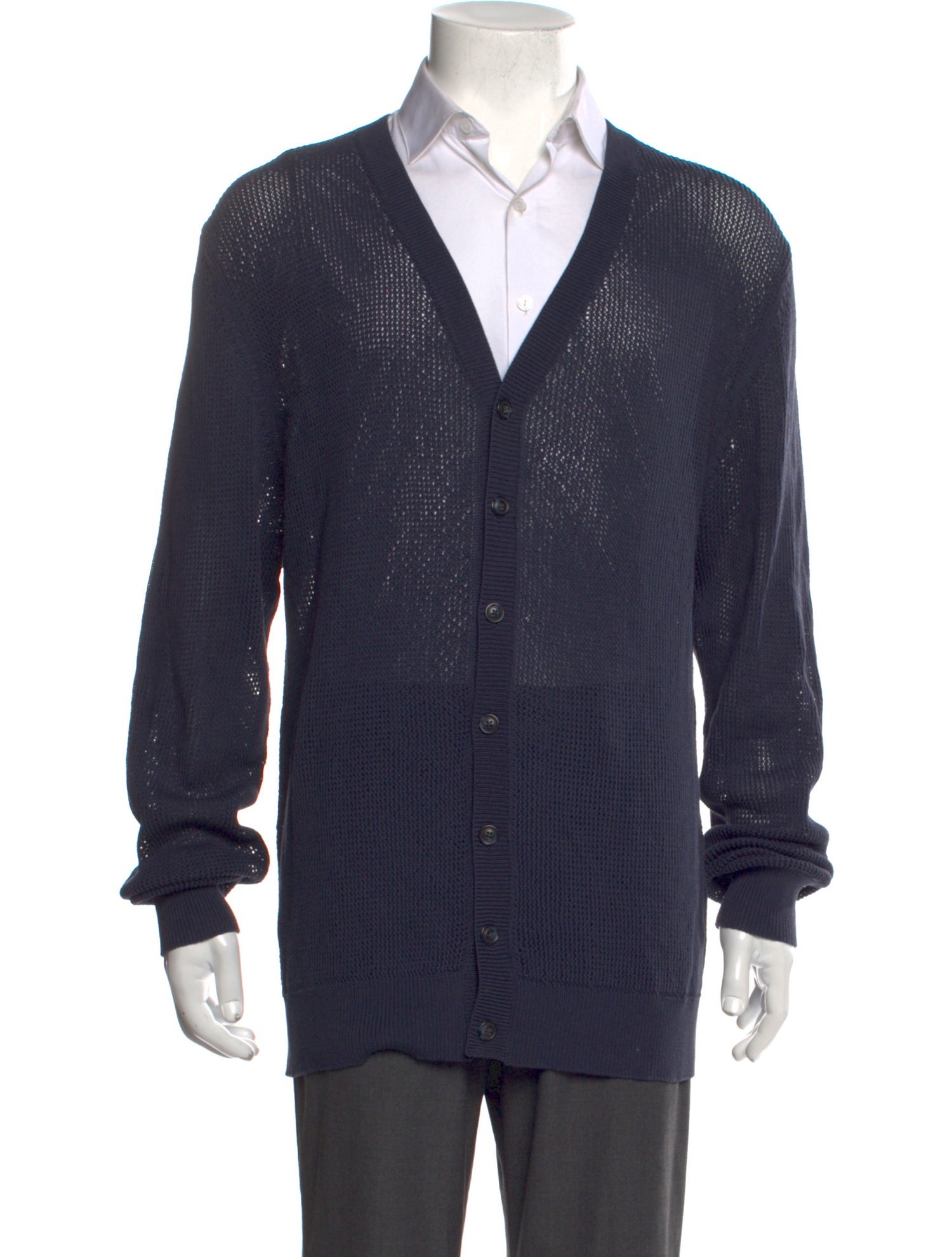 PRADA 24 years Virgin wool V-neck Long sleeves cardigan tops DNA00S Navy 44