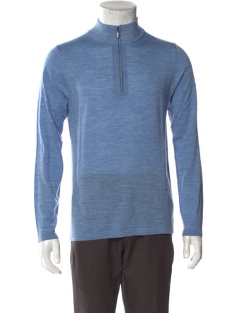 Patrick Assaraf Merino Wool Mock Neck Polo Sweater