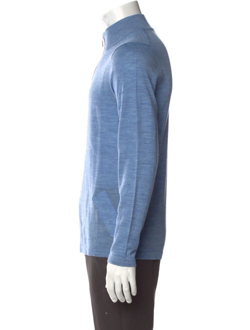 Patrick Assaraf Merino Wool Mock Neck Polo Sweater
