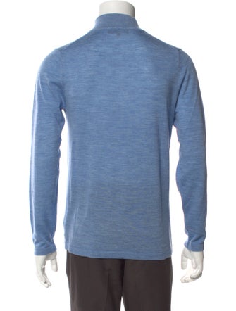 Patrick Assaraf Merino Wool Mock Neck Polo Sweater