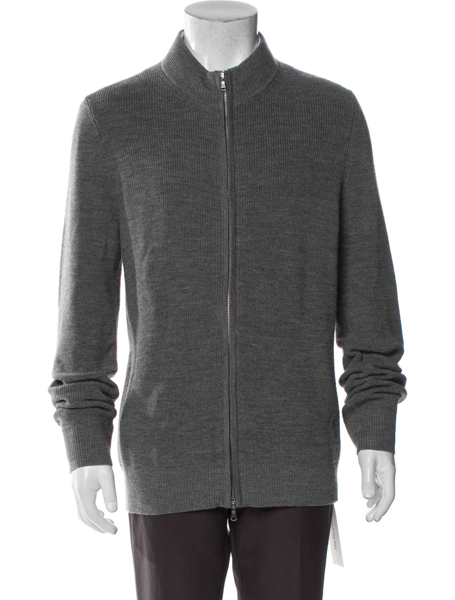 Patrick Assaraf Merino Wool Mock Neck Cardigan