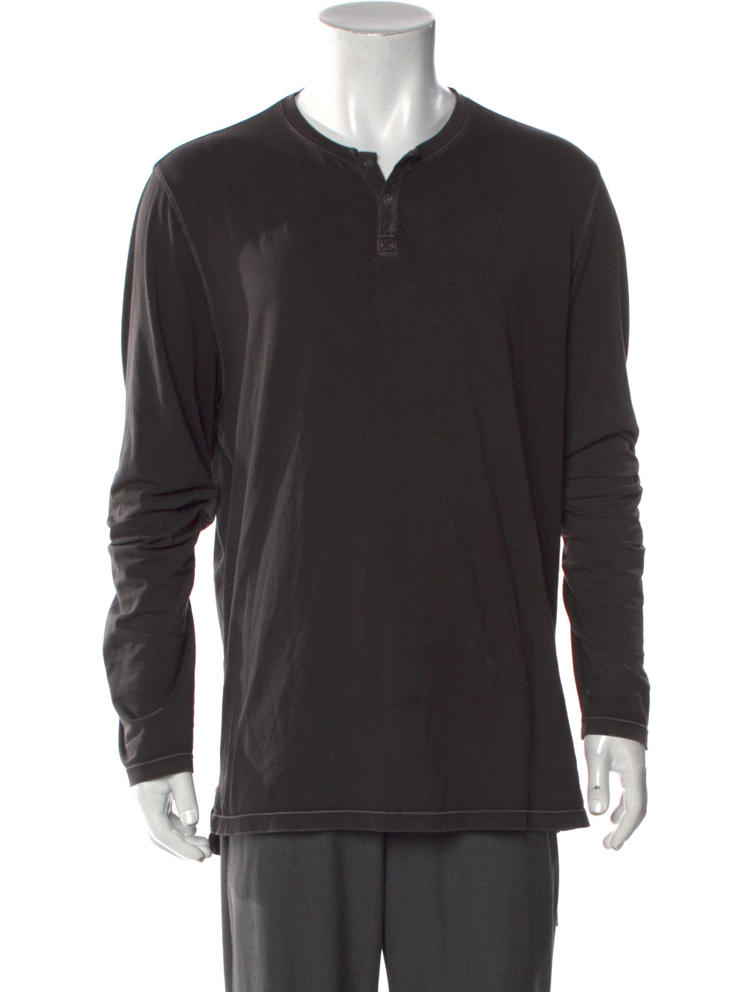 Patrick Assaraf Crew Neck Long Sleeve Henley
