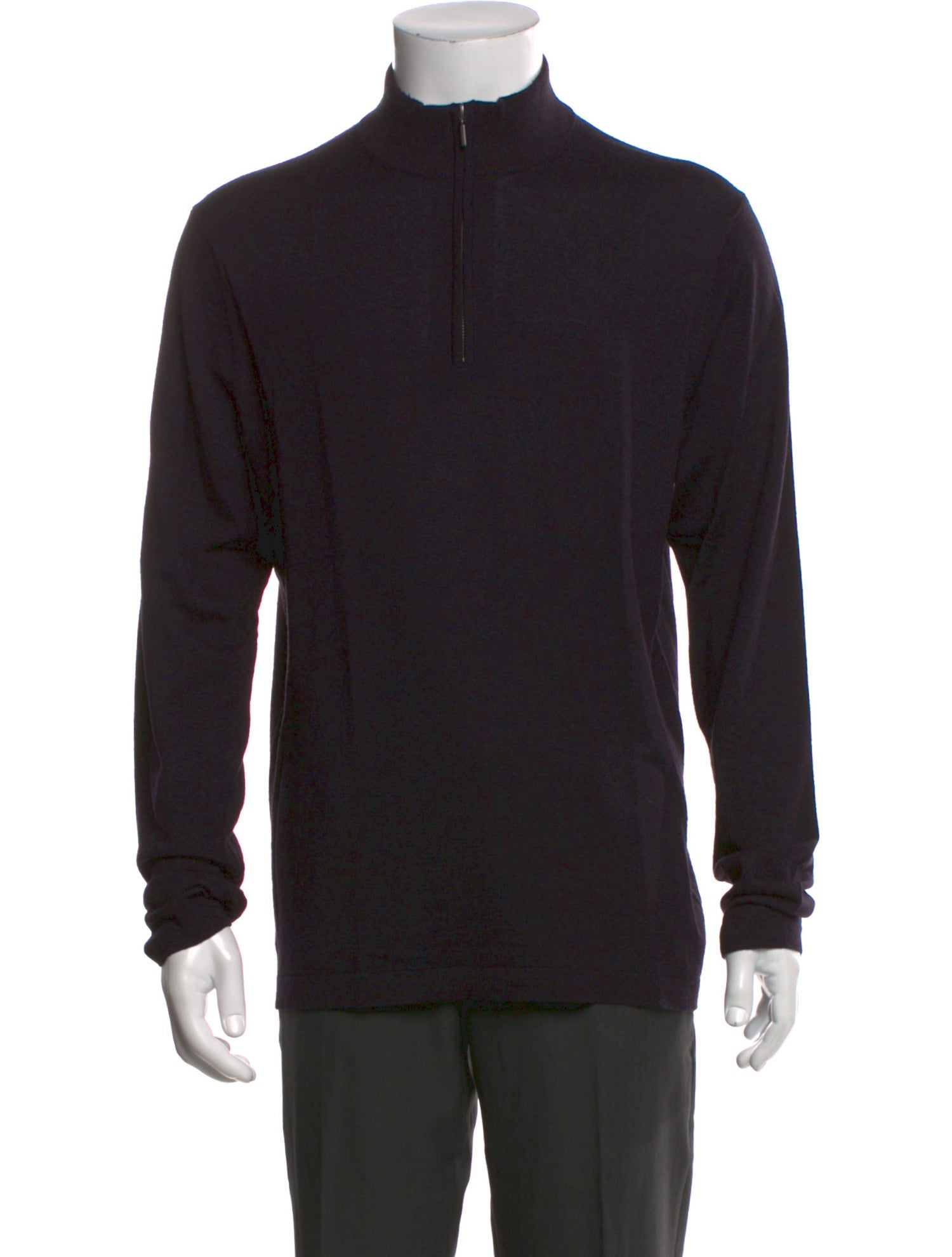 Patrick Assaraf Merino Wool Mock Neck Polo Sweater