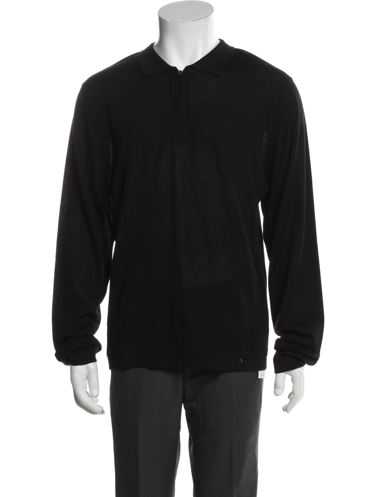 Patrick Assaraf Merino Wool Mock Neck Polo Sweater