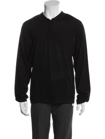 Patrick Assaraf Merino Wool Mock Neck Polo Sweater