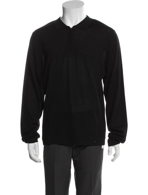 Patrick Assaraf Merino Wool Mock Neck Polo Sweater