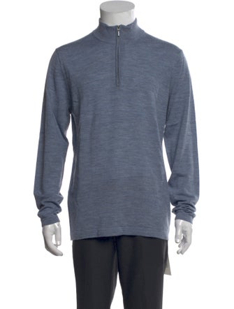 Patrick Assaraf Merino Wool Mock Neck Polo Sweater