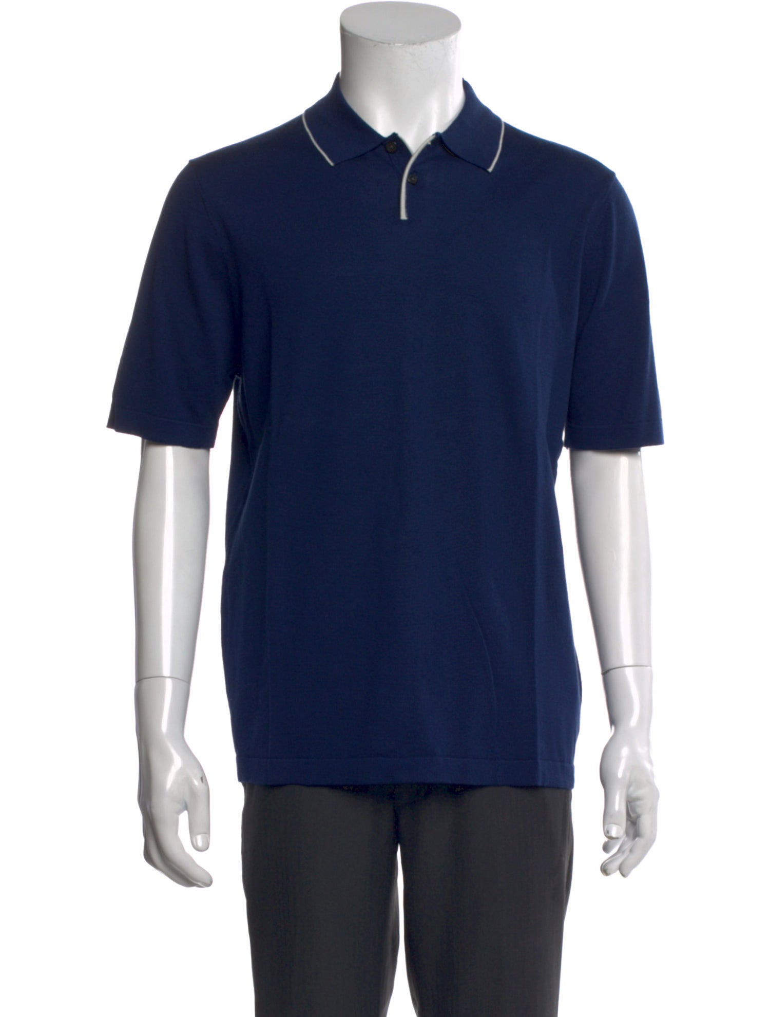 Patrick Assaraf Collar Short Sleeve Polo Shirt
