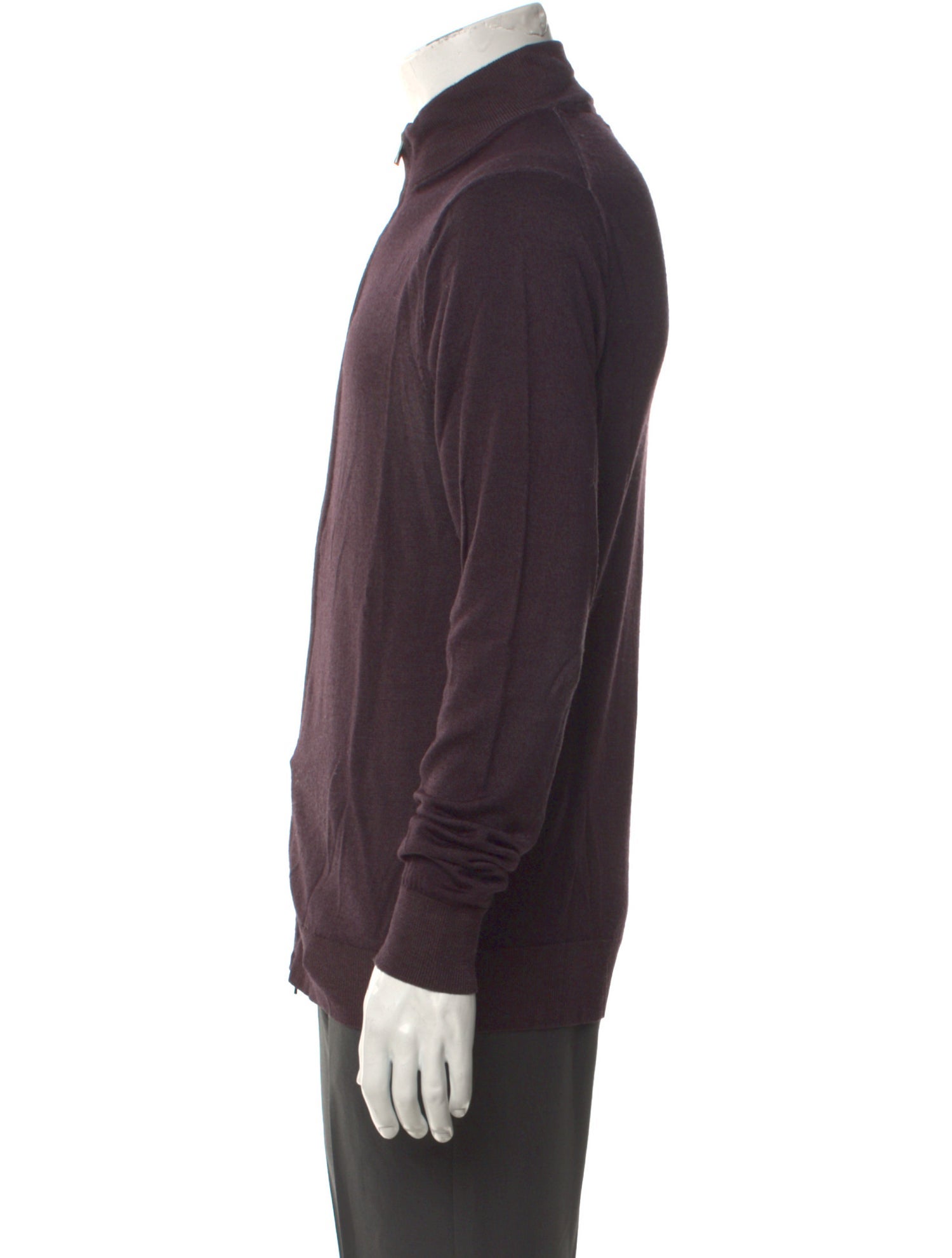 Patrick Assaraf Merino Wool Mock Neck Cardigan