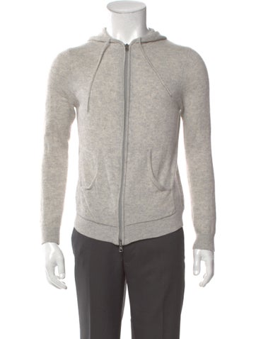 Pre-owned Patrick Assaraf Cashmere Mock Neck Cardigan In Grey