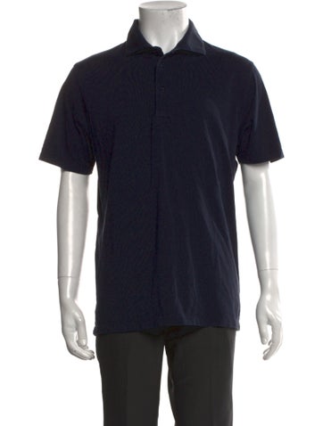 Pre-owned Patrick Assaraf Collar Short Sleeve Polo Shirt In Blue