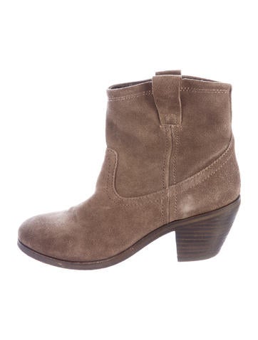 Ash Suede Round Toe Ankle Boots