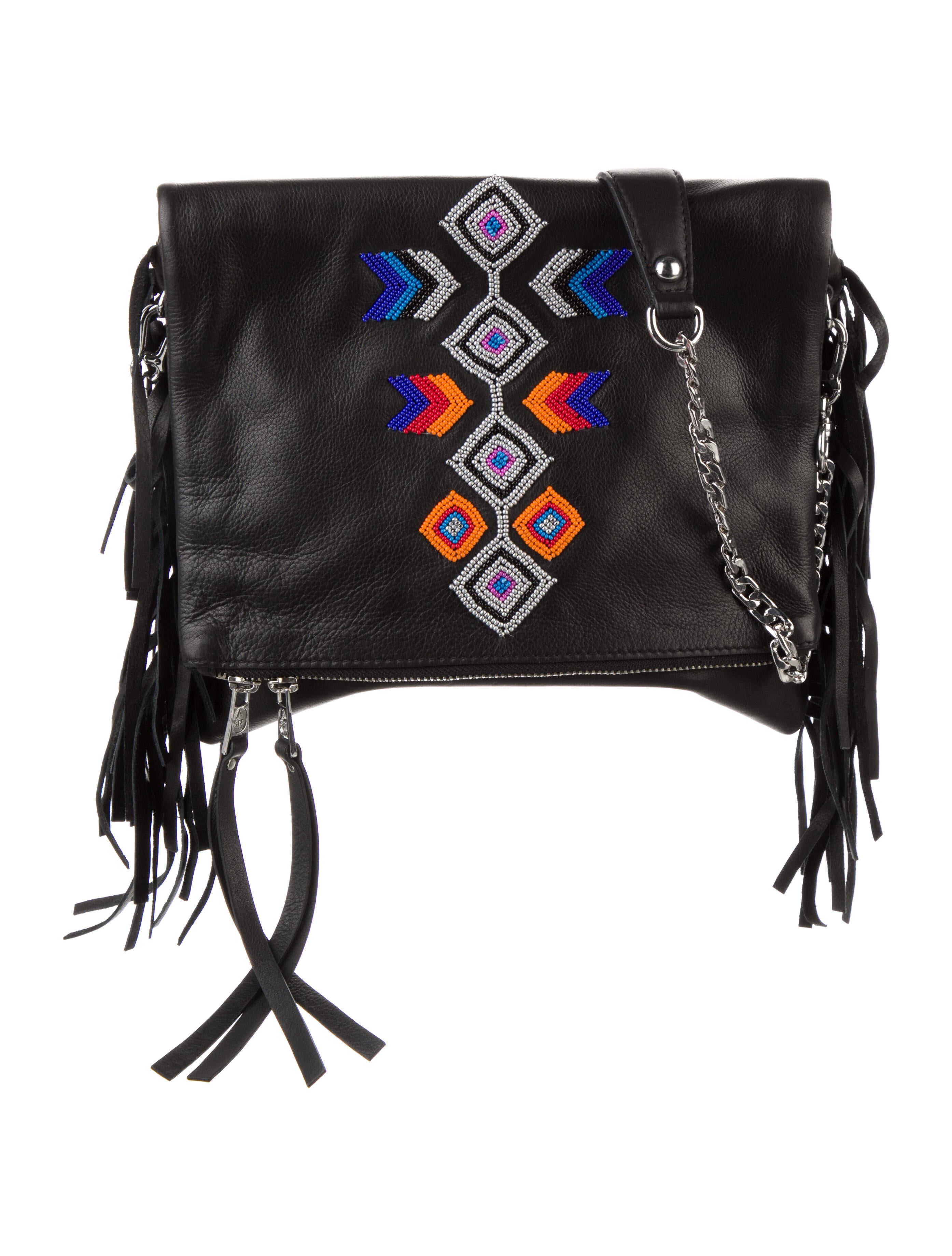 Ash Leather Fringe Shoulder Bag Black Shoulder Bags, Handbags