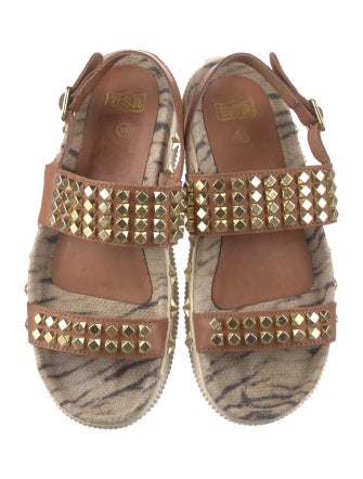Ash Leather Studded Accents Gladiator Sandals