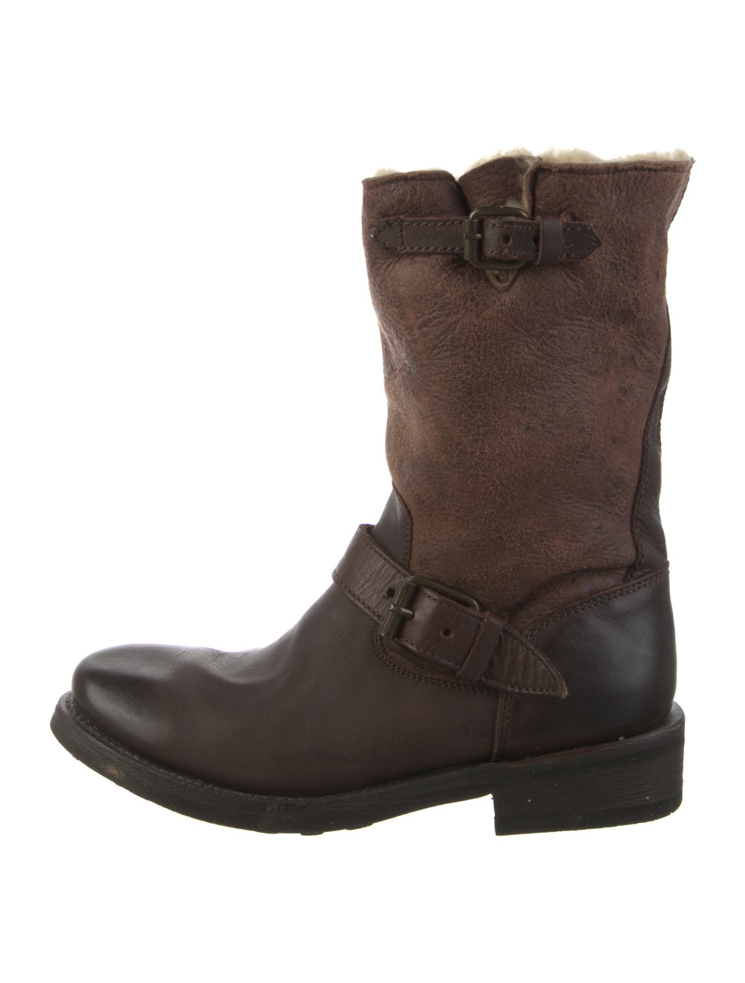 Ash Leather Colorblock Pattern Moto Boots