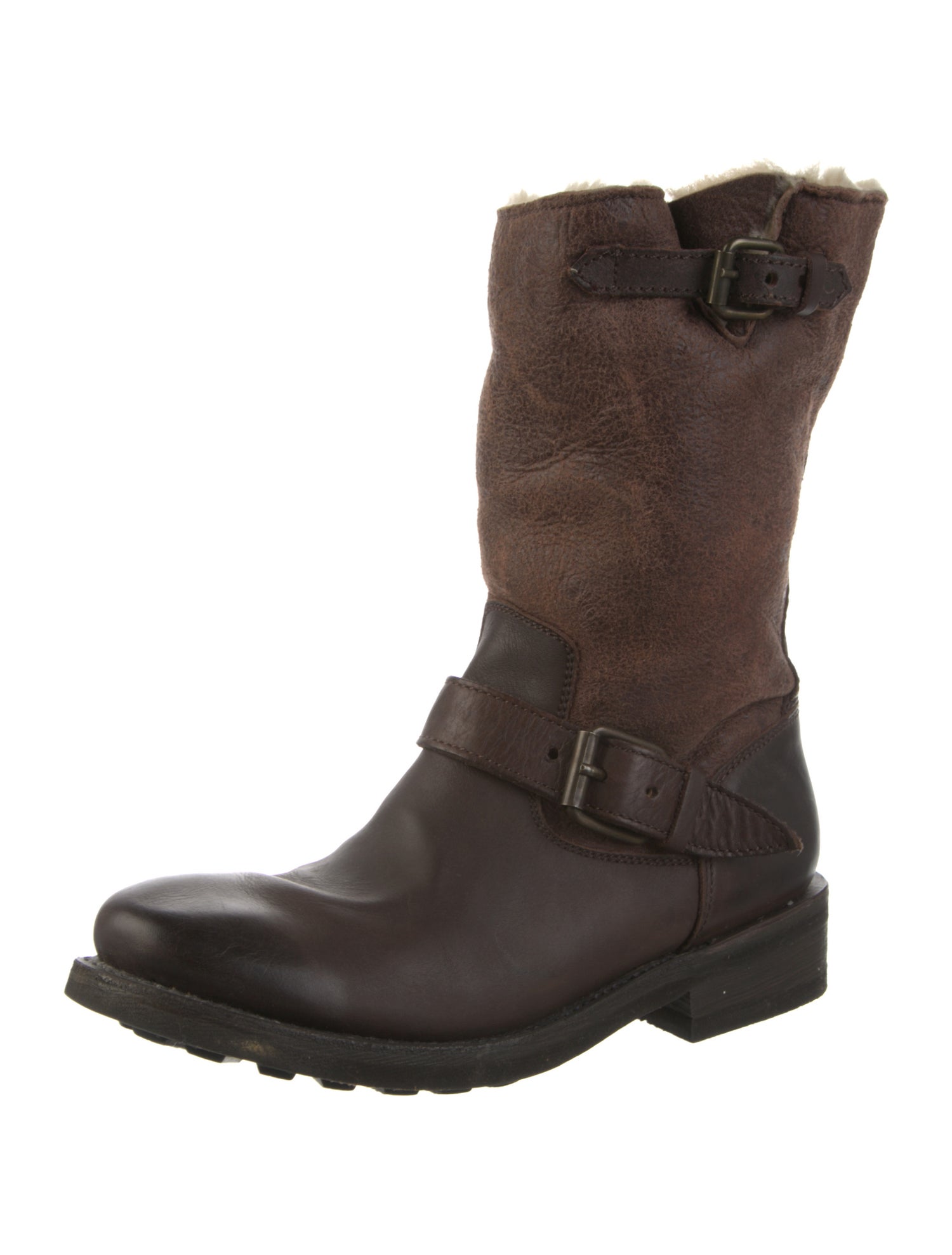 Ash Leather Colorblock Pattern Moto Boots