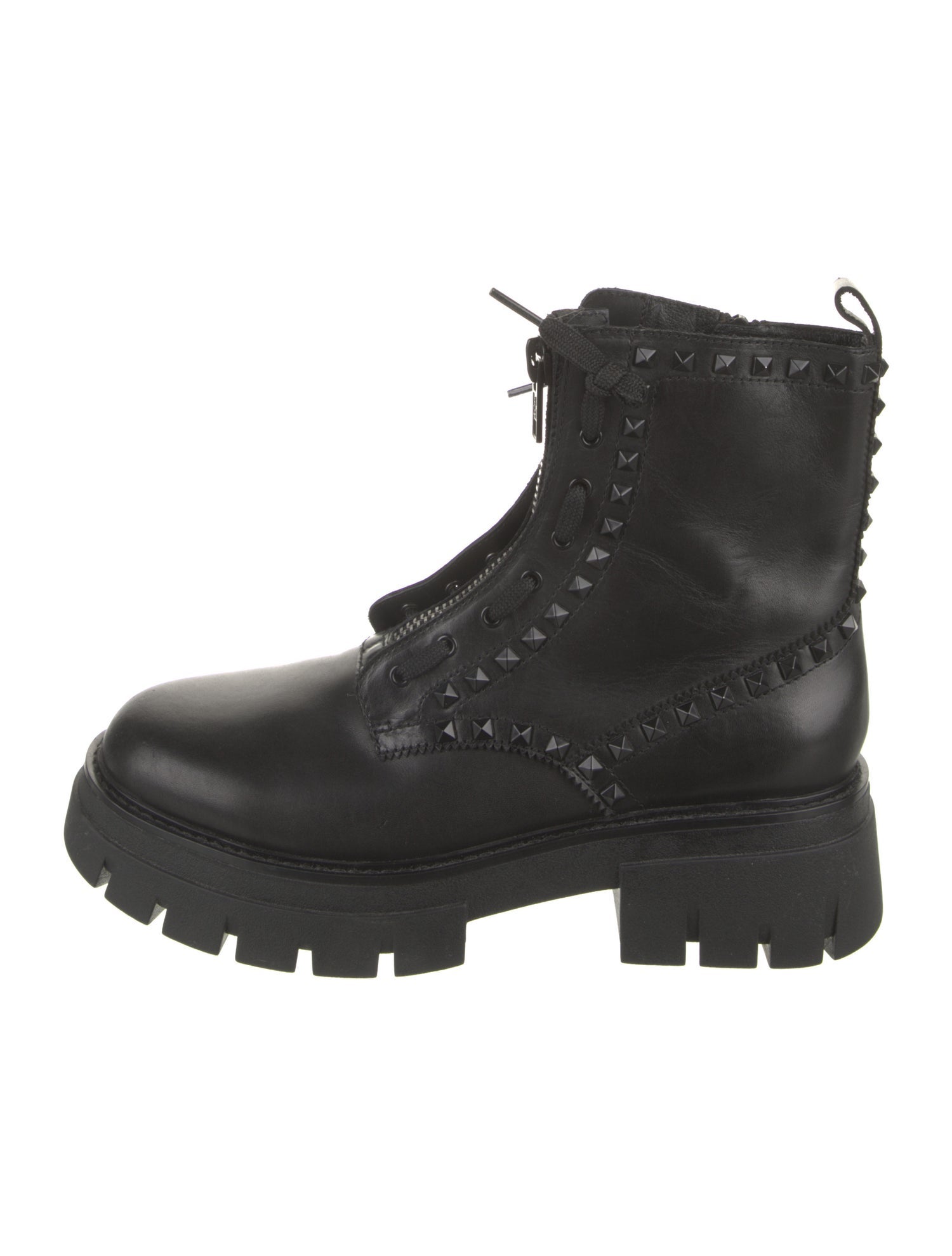 Ash Leather Printed Combat Boots