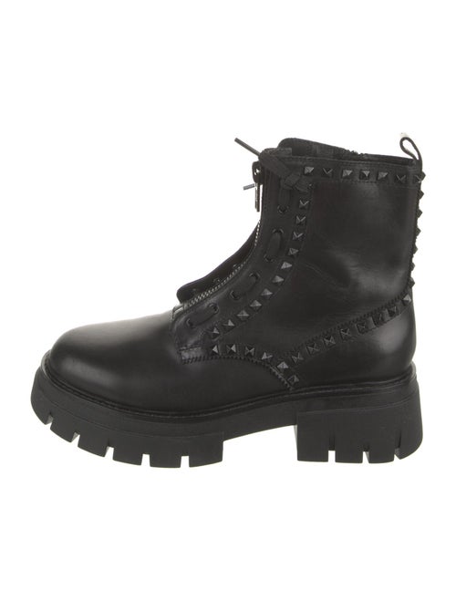 Ash Leather Printed Combat Boots