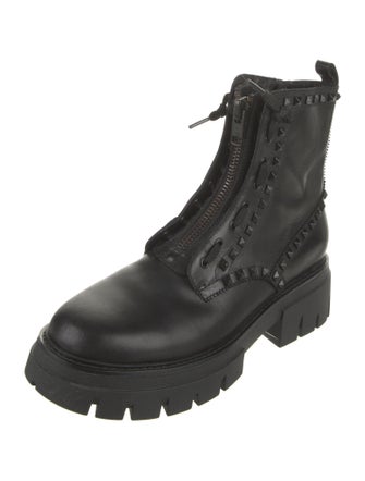 Ash Leather Printed Combat Boots