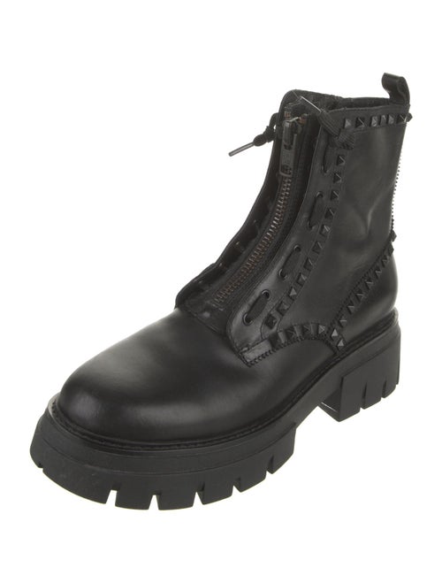 Ash Leather Printed Combat Boots