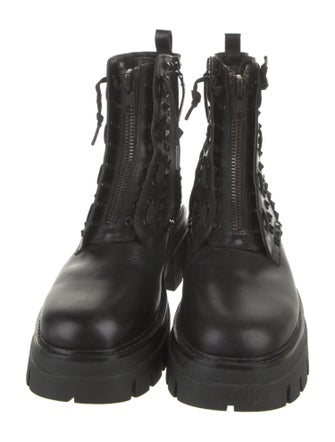 Ash Leather Printed Combat Boots