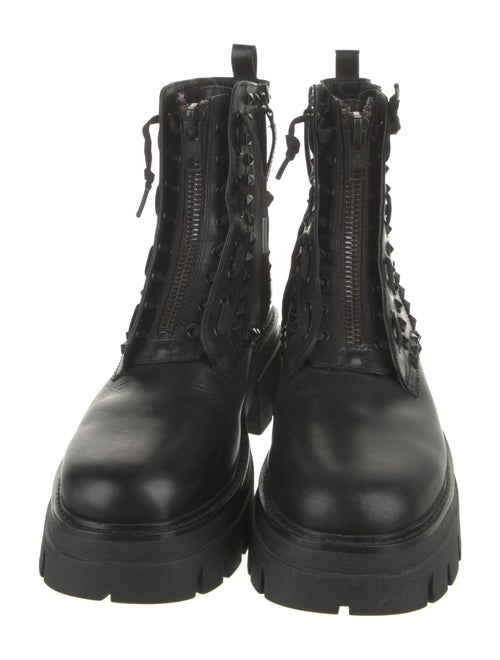 Ash Leather Printed Combat Boots