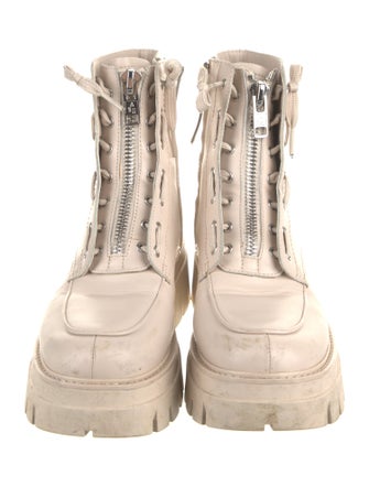 Ash Leather Printed Combat Boots
