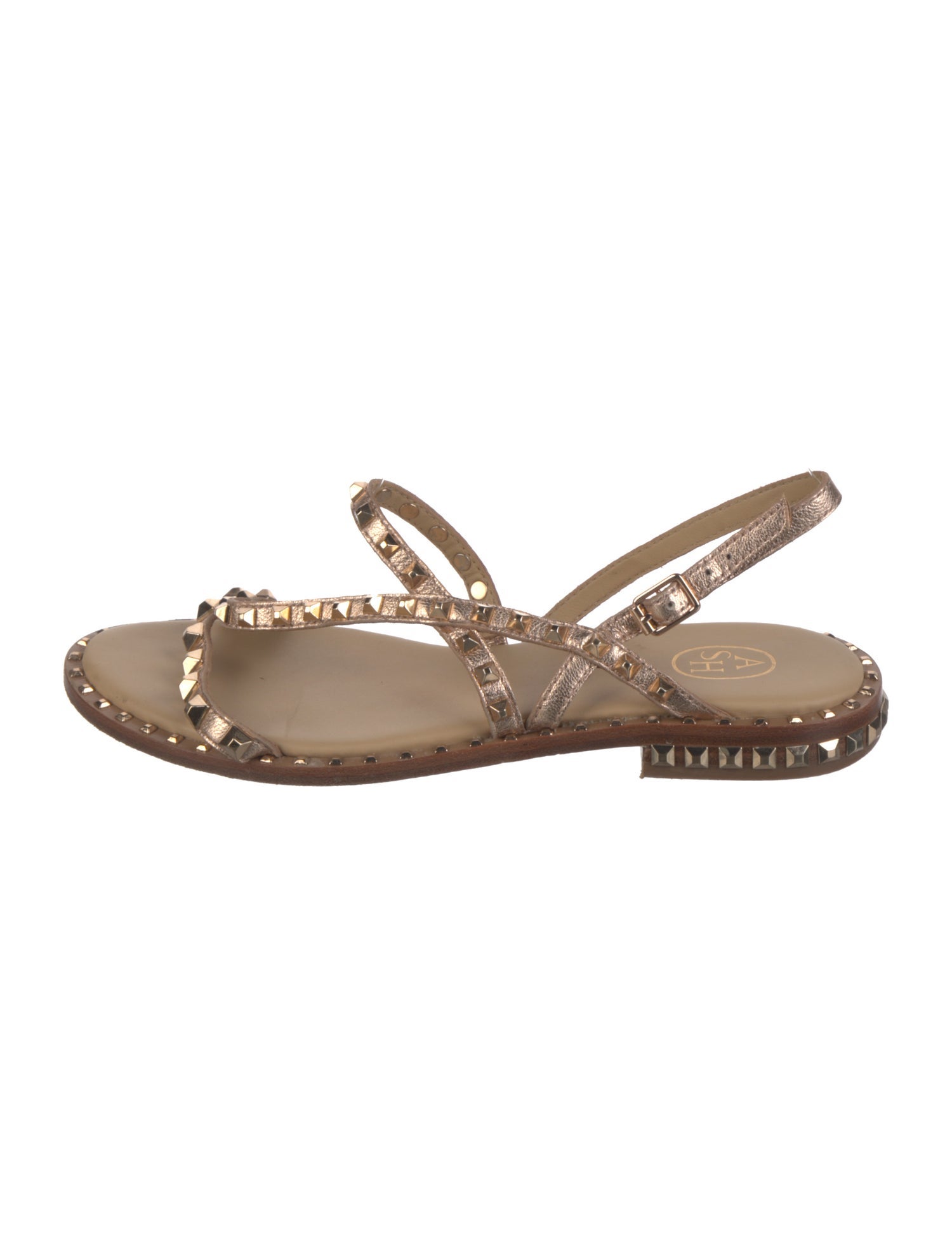 Ash Leather Studded Accents Slingback Sandals