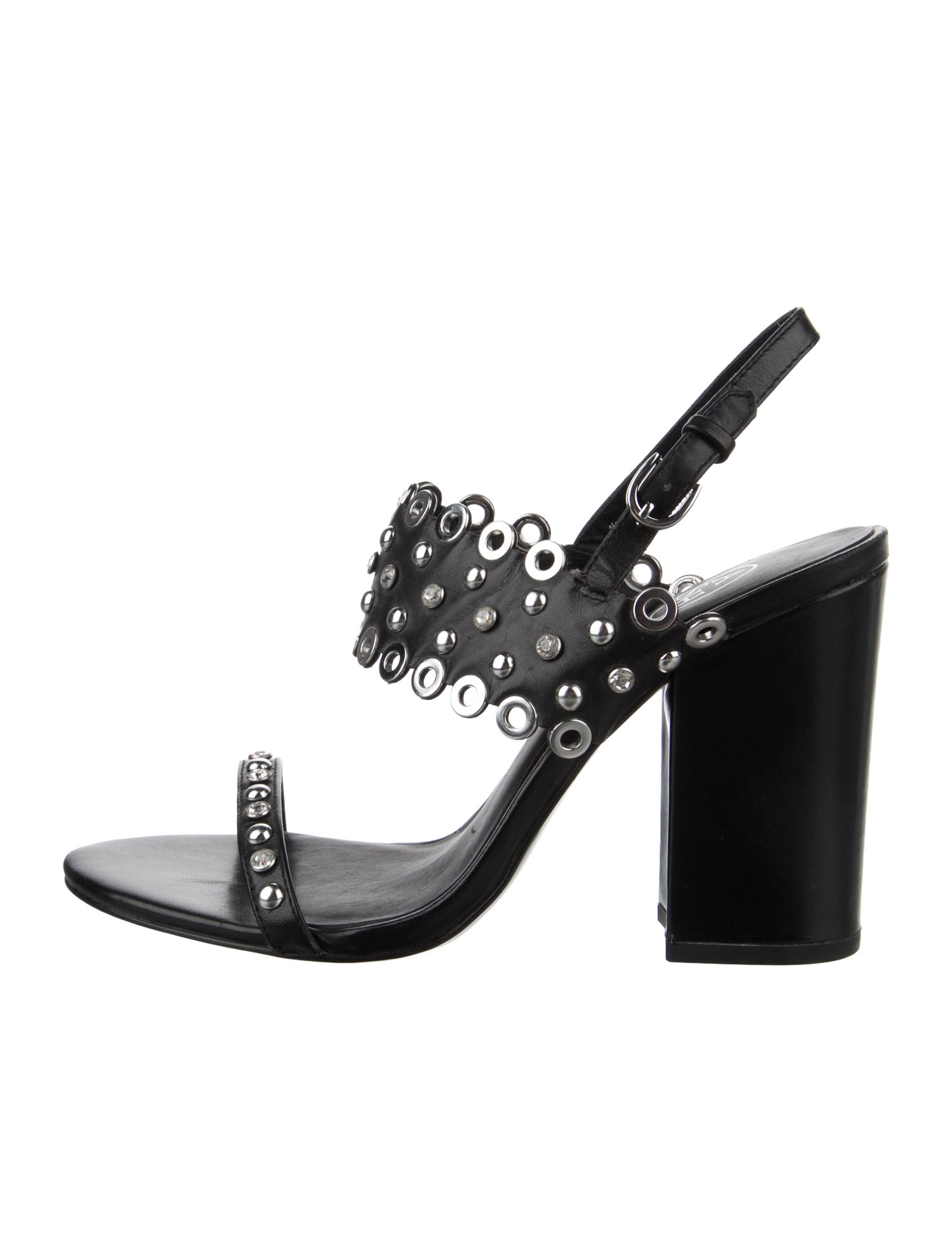 Ash Leather Studded Accents Slingback Sandals