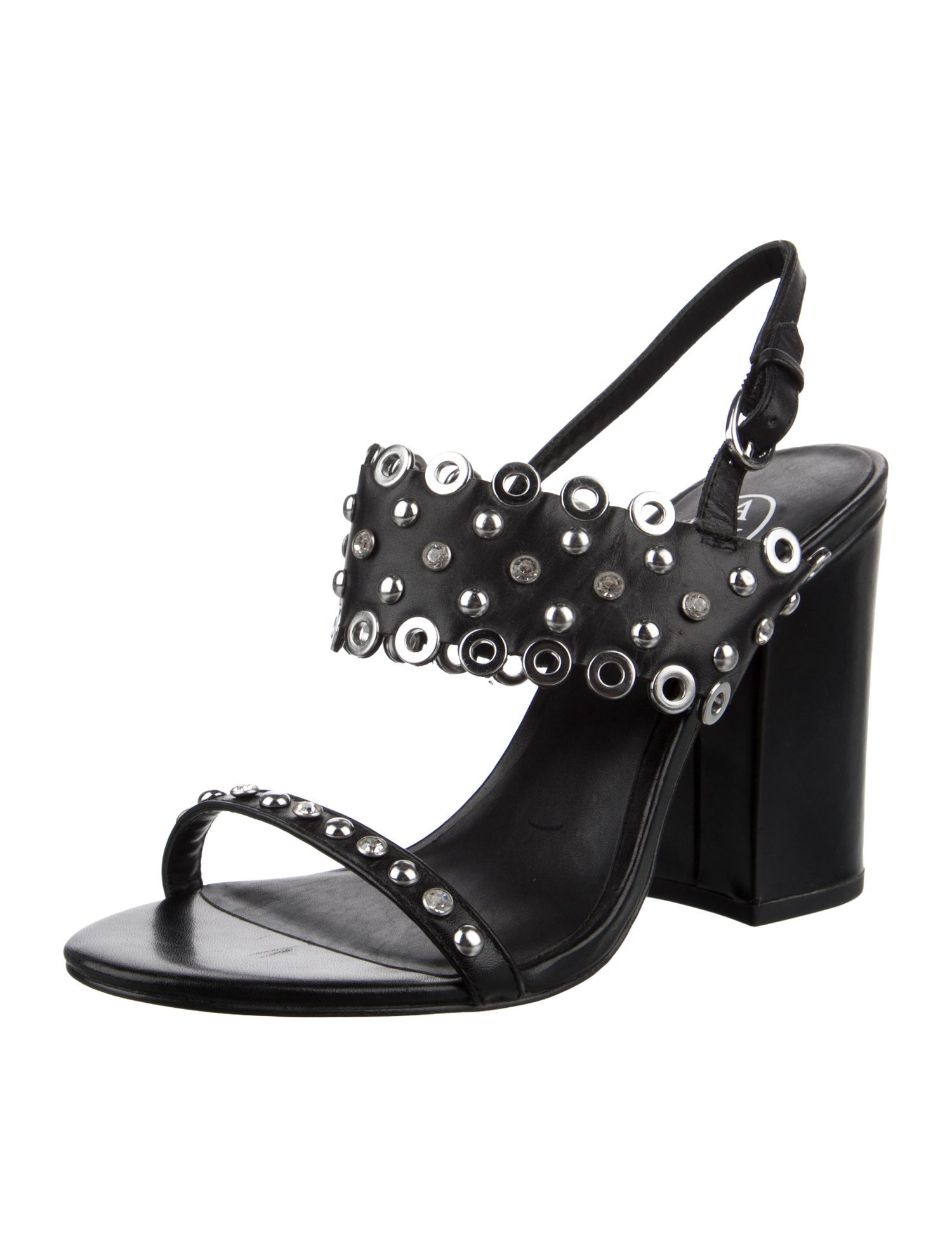 Ash Leather Studded Accents Slingback Sandals