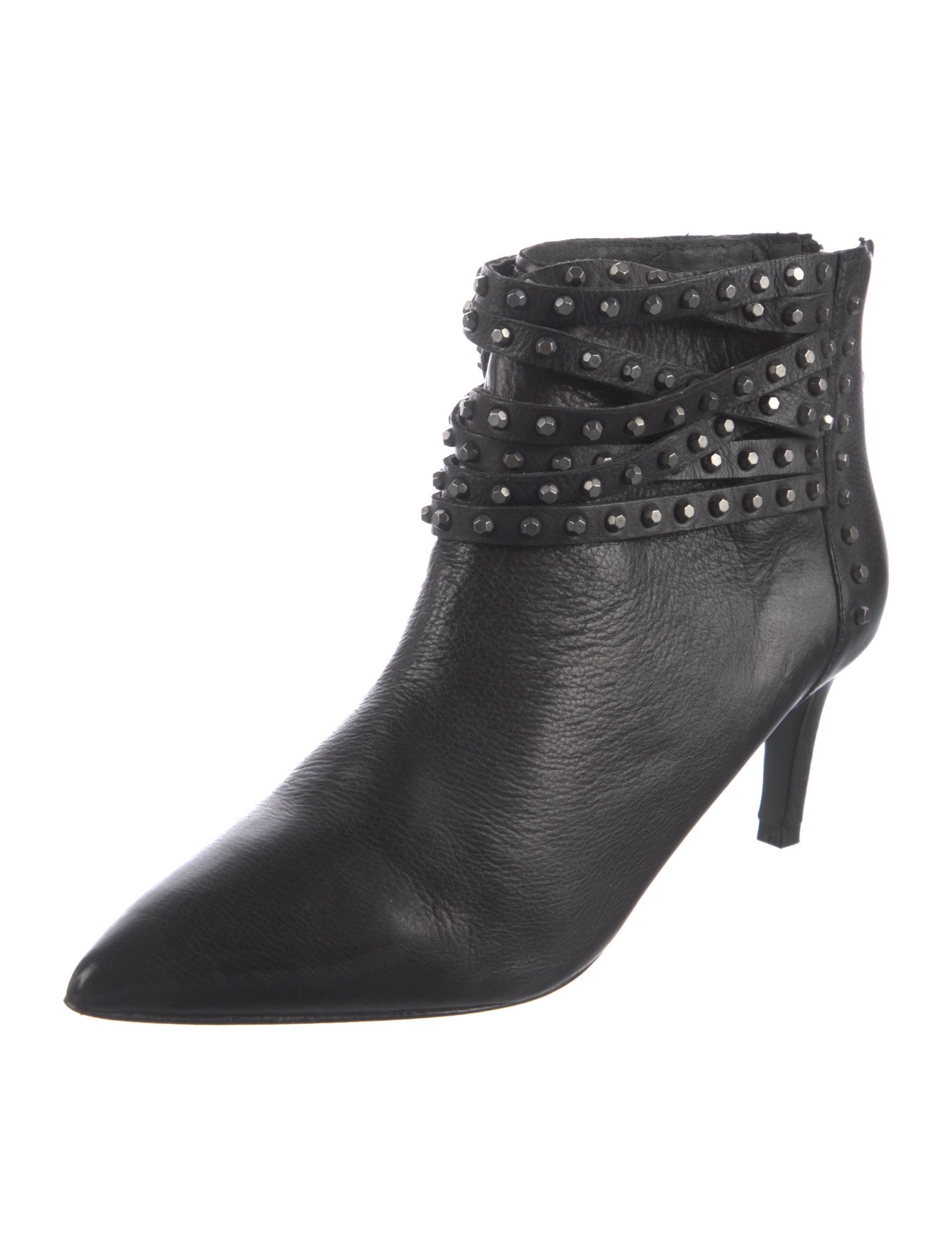 Ash Leather Studded Accents Boots