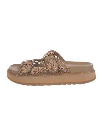 Ash Leather Trim Embellishment Slides