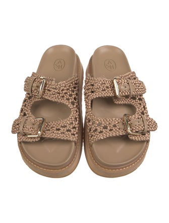 Ash Leather Trim Embellishment Slides