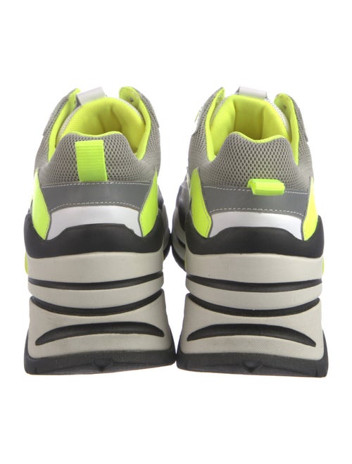 Ash Leather Colorblock Pattern Chunky Sneakers