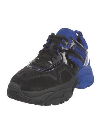 Ash Leather Colorblock Pattern Chunky Sneakers